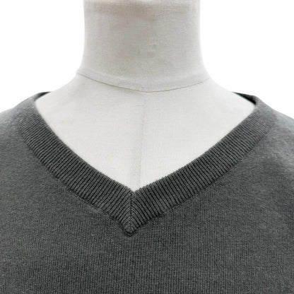 Brunello Cucinelli Cashmere V-neck Pullover Knit Sweater Gray — view 2