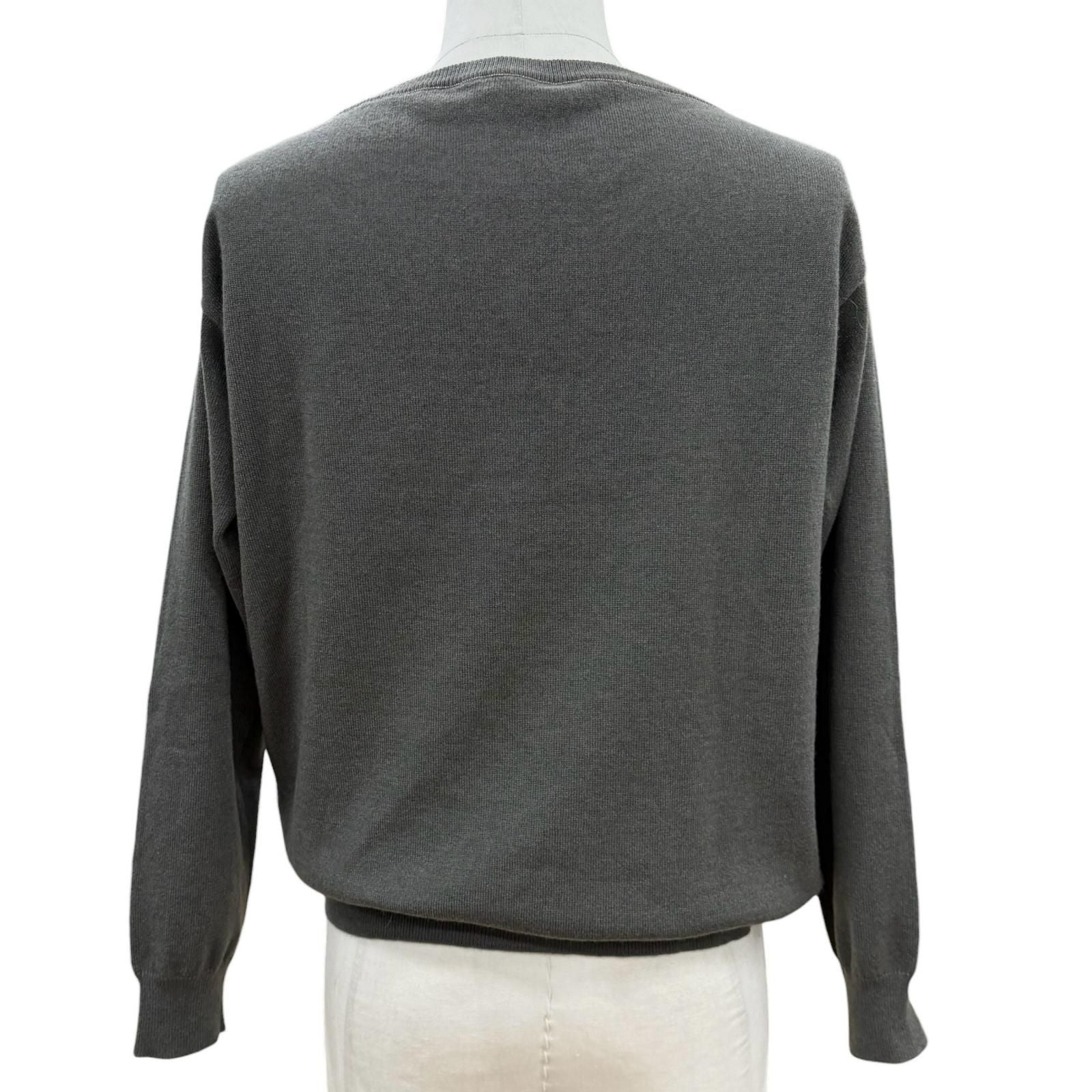 Brunello Cucinelli Cashmere V-neck Pullover Knit Sweater Gray — view 4