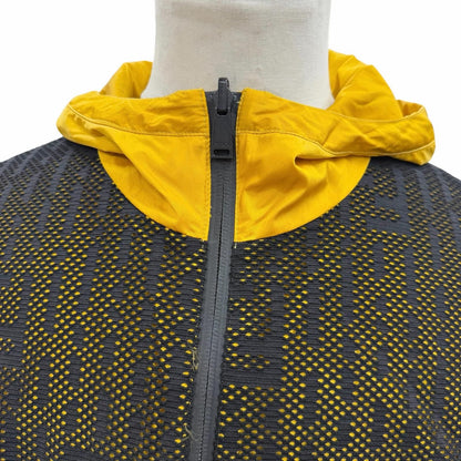Fendi FF Logo Allover Pattern Mesh Reversible Zip Up Hoodie Nylon Jacket Black — view 3