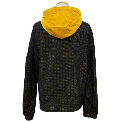 Fendi FF Logo Allover Pattern Mesh Reversible Zip Up Hoodie Nylon Jacket Black — view 7