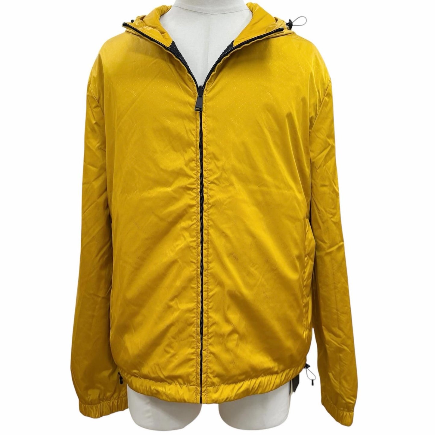 Fendi FF Logo Allover Pattern Mesh Reversible Zip Up Hoodie Nylon Jacket Black — view 2