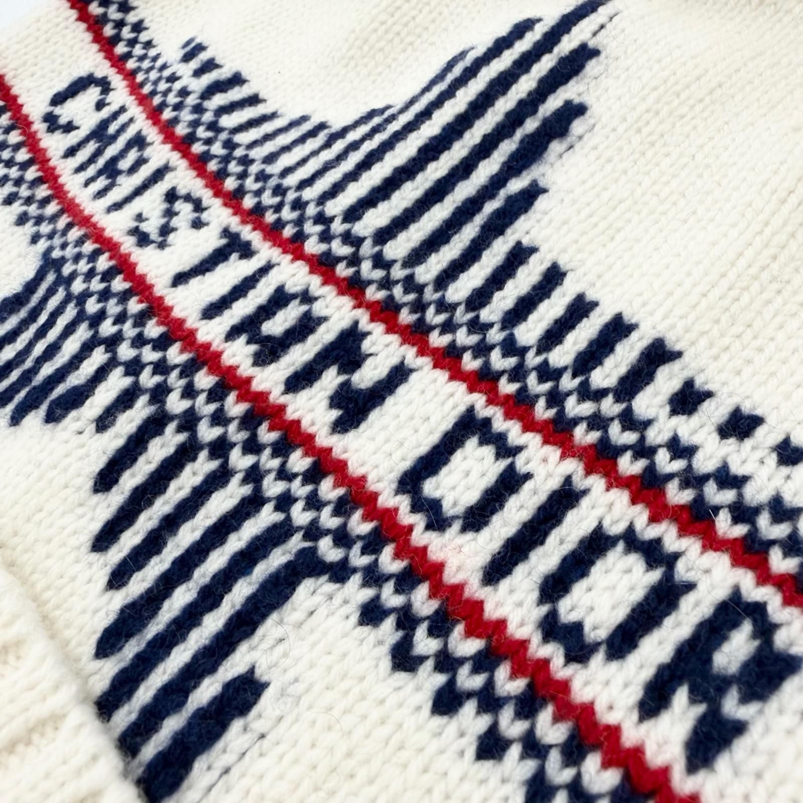 Dior Alpes Wool Cashmere Star Logo Hat Knit Cap White Navy — view 7