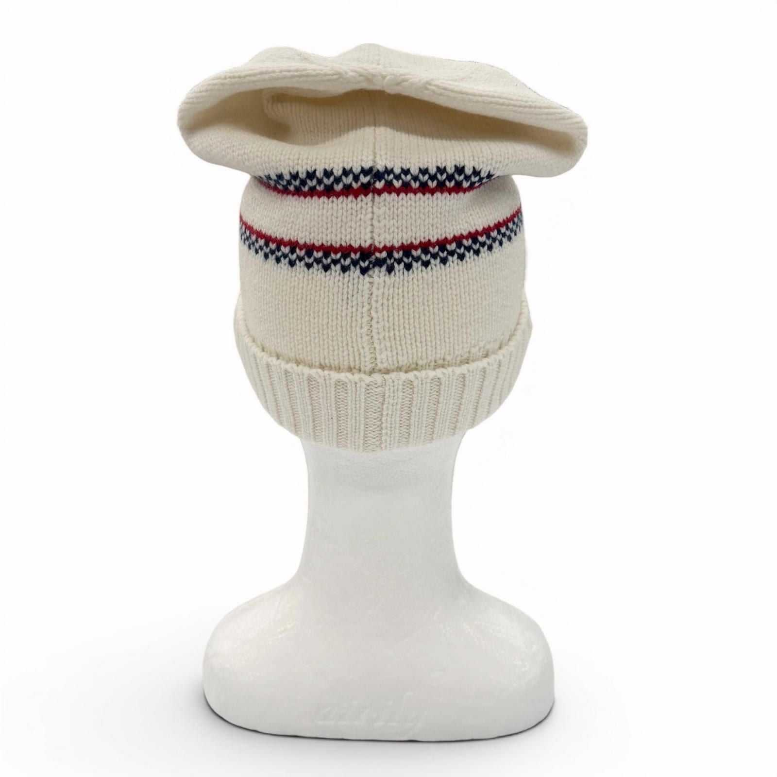 Dior Alpes Wool Cashmere Star Logo Hat Knit Cap White Navy — view 4