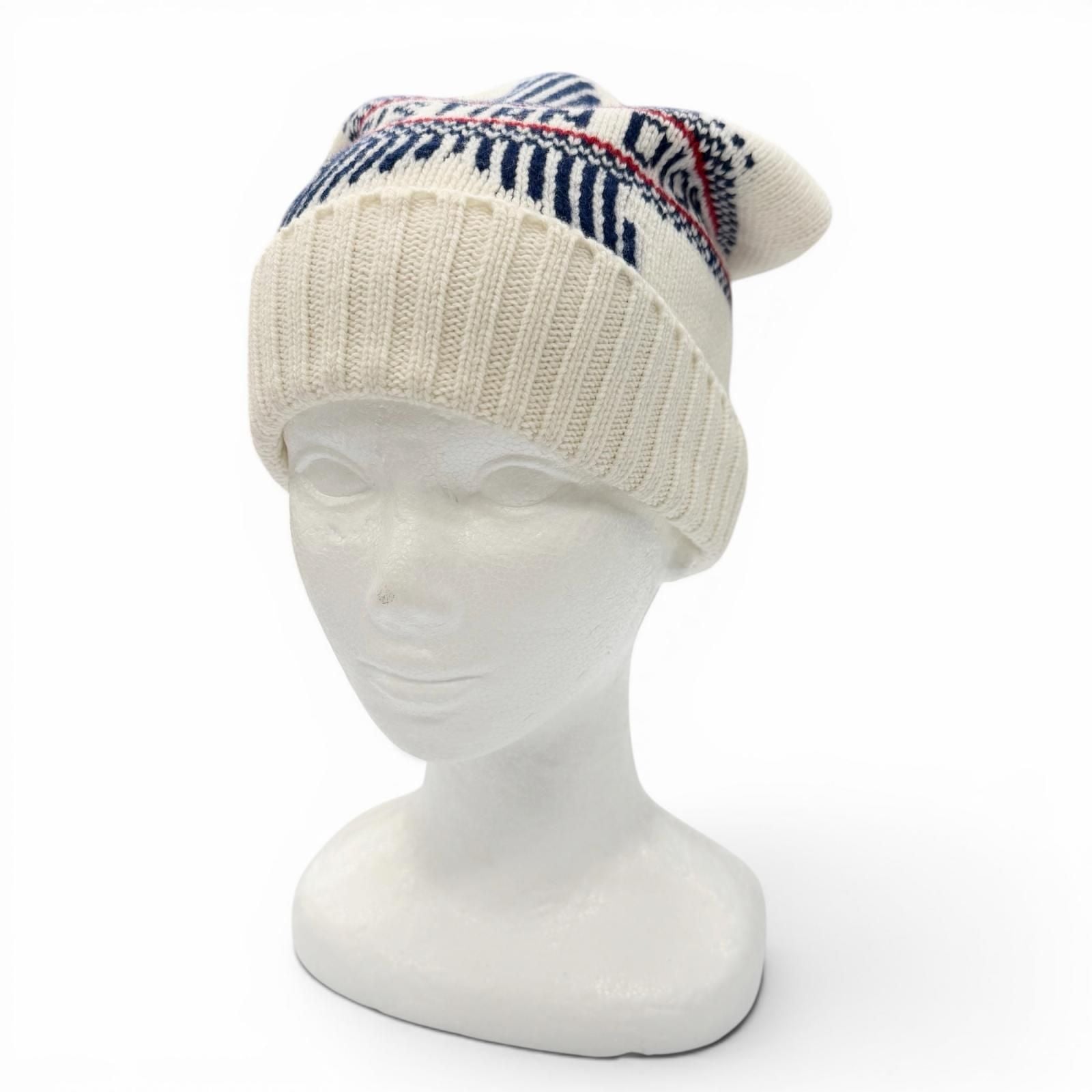 Dior Alpes Wool Cashmere Star Logo Hat Knit Cap White Navy — view 2