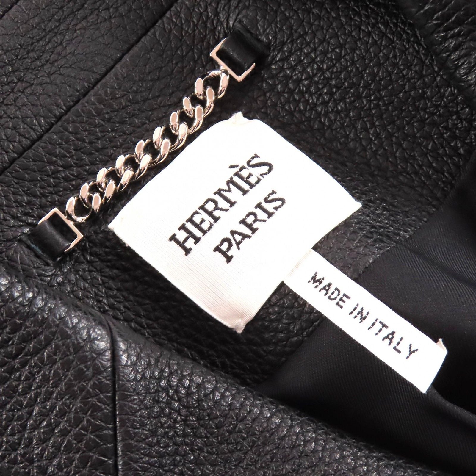 Hermes Silver Series Button Deerskin Horse Riding Jacket Single Leather Black — view 8