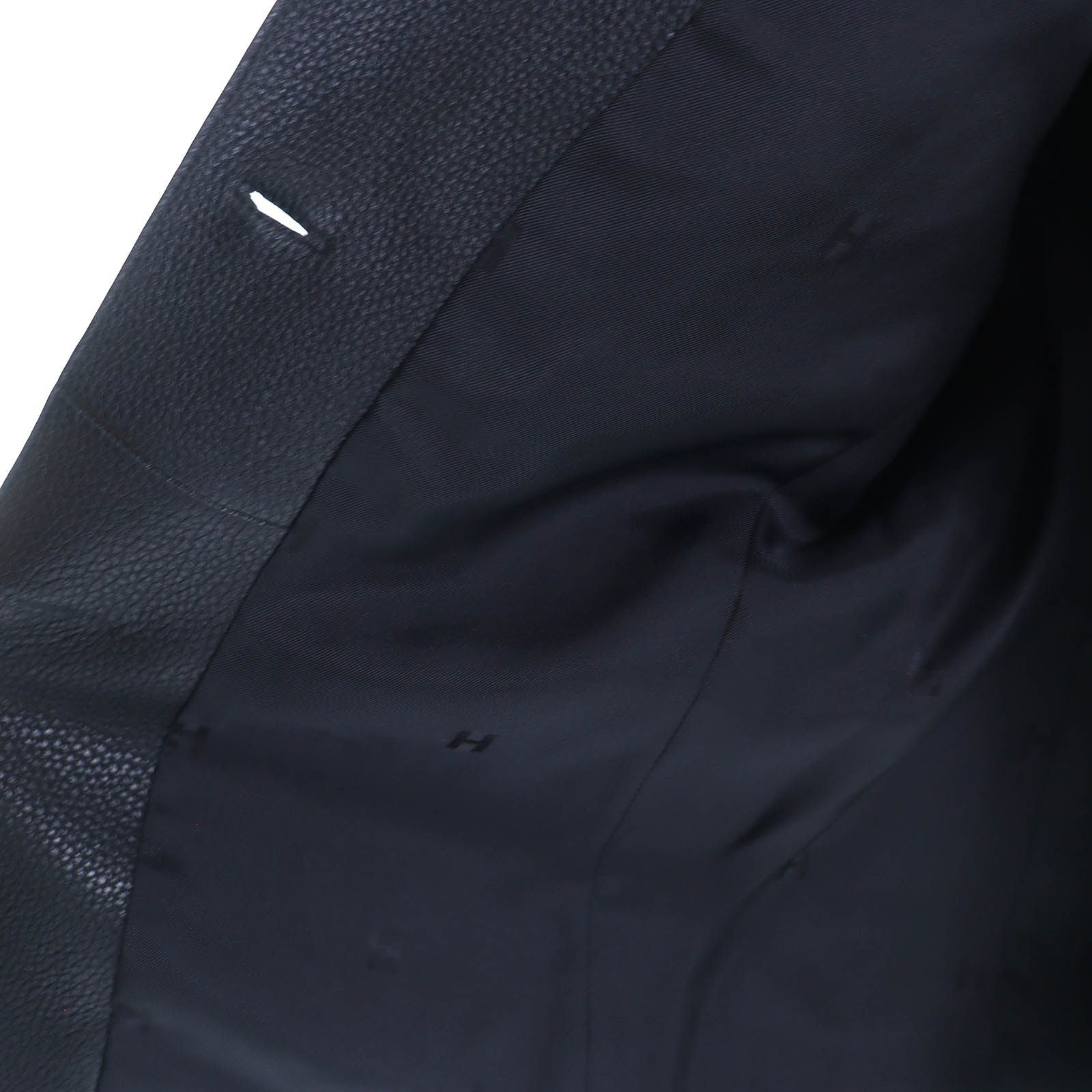 Hermes Silver Series Button Deerskin Horse Riding Jacket Single Leather Black — view 5
