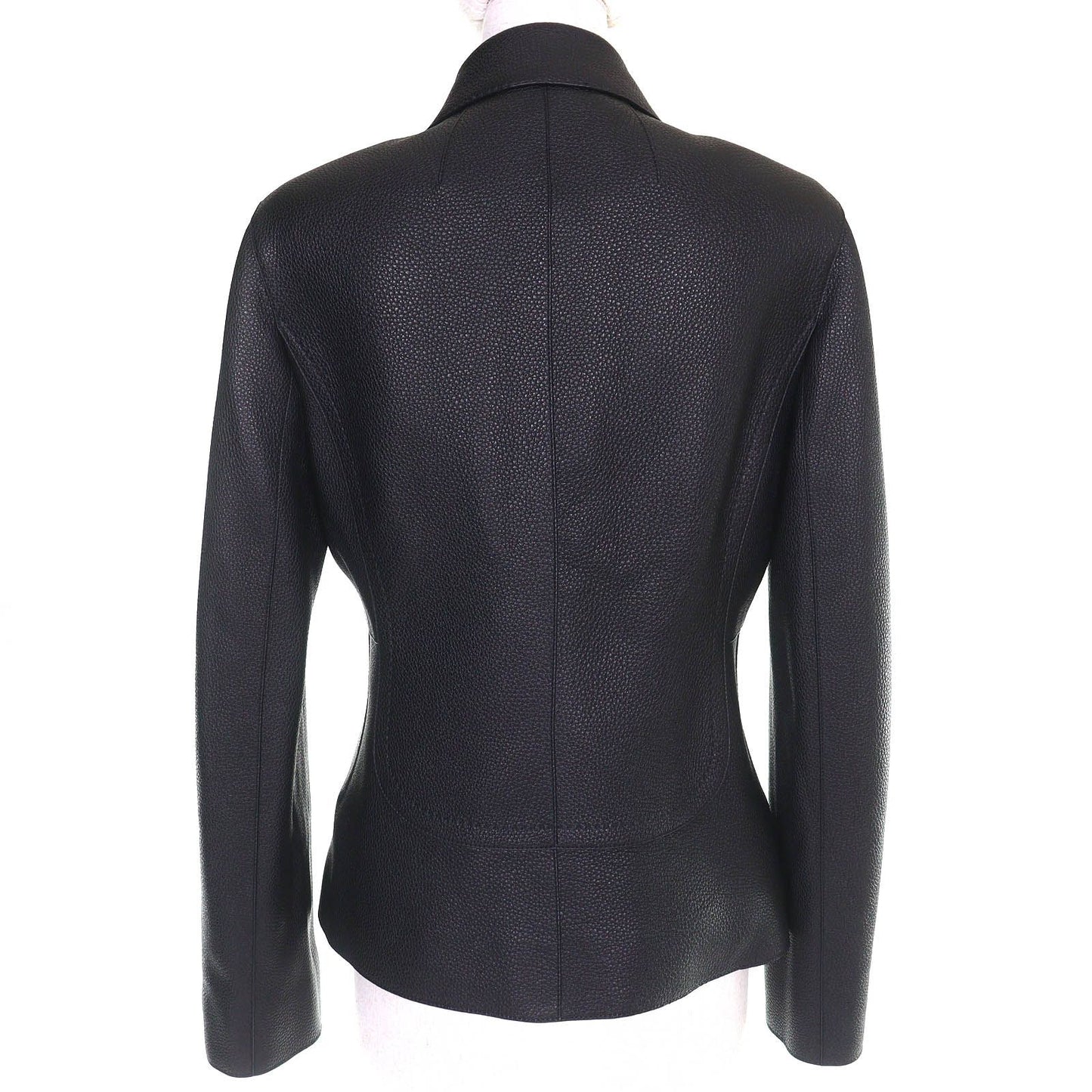 Hermes Silver Series Button Deerskin Horse Riding Jacket Single Leather Black — view 3