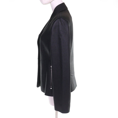 Hermes Silver Series Button Deerskin Horse Riding Jacket Single Leather Black — view 2