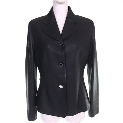 Hermes Silver Series Button Deerskin Horse Riding Jacket Single Leather Black