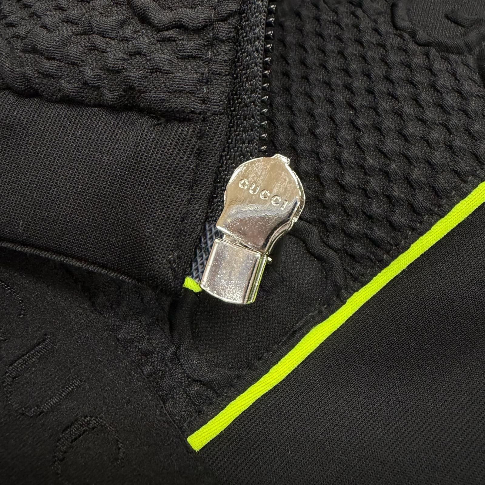 Gucci New Tag GG Stretch Neoprene Zip Up Jersey Jacket Black Yellow — view 8