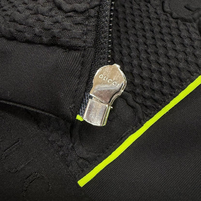 Gucci New Tag GG Stretch Neoprene Zip Up Jersey Jacket Black Yellow — view 8