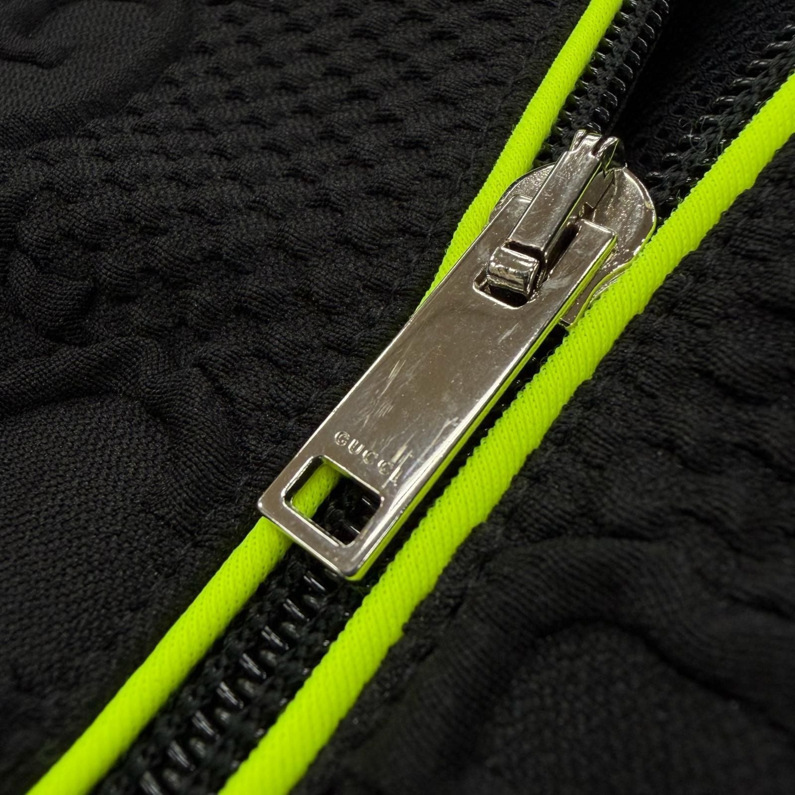 Gucci New Tag GG Stretch Neoprene Zip Up Jersey Jacket Black Yellow — view 7