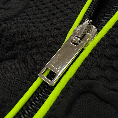 Gucci New Tag GG Stretch Neoprene Zip Up Jersey Jacket Black Yellow — view 7