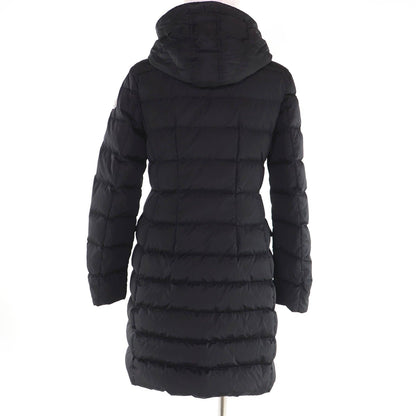 Moncler Grive Logo Patch Hooded Long Length Down Jacket Coat Black — view 3
