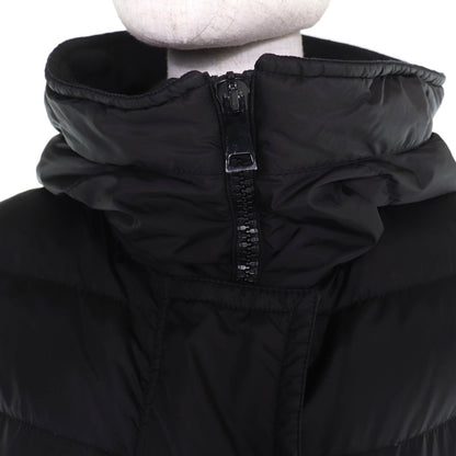 Moncler Grive Logo Patch Hooded Long Length Down Jacket Coat Black — view 4