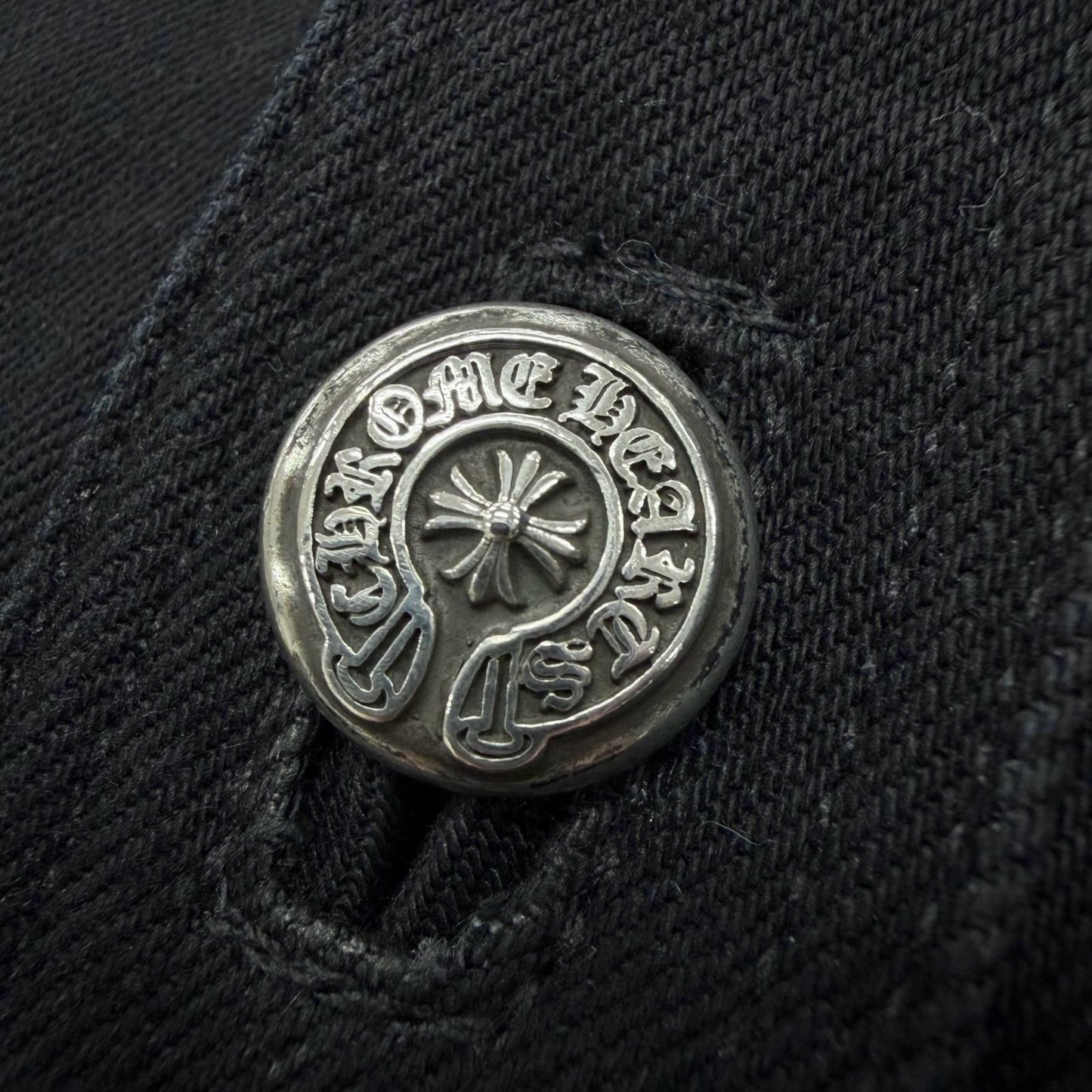 Chrome Hearts Cotton 925 Horse Shoe Button Hunting Jacket Denim Black — view 6