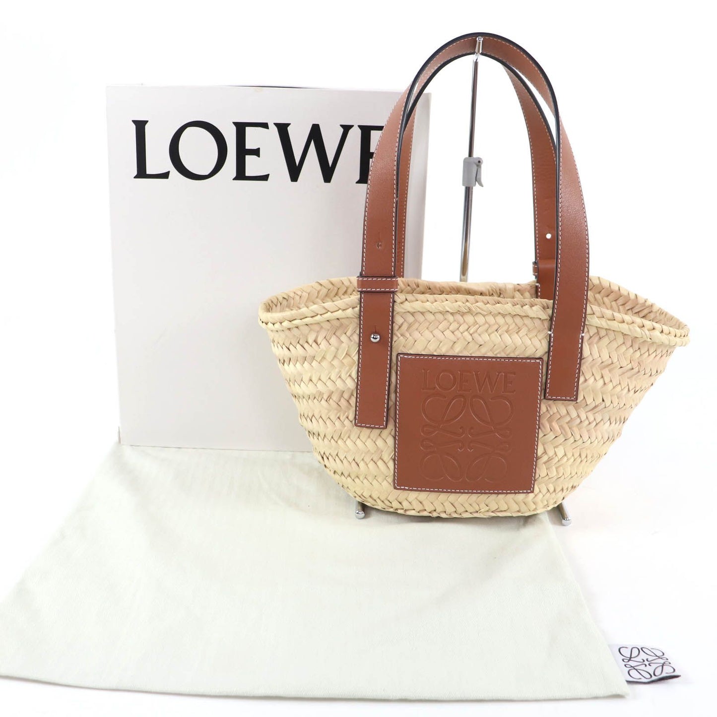 Loewe Basket Small Handbag Natural Tan Raffia Leather Bag — view 2