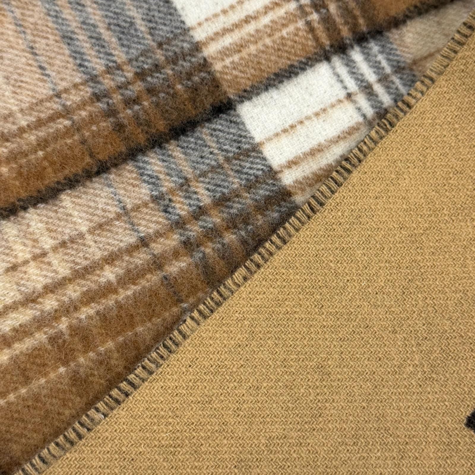 Gucci Wool GG Plaid Fringe Large Throw Beige Brown Blanket — view 5
