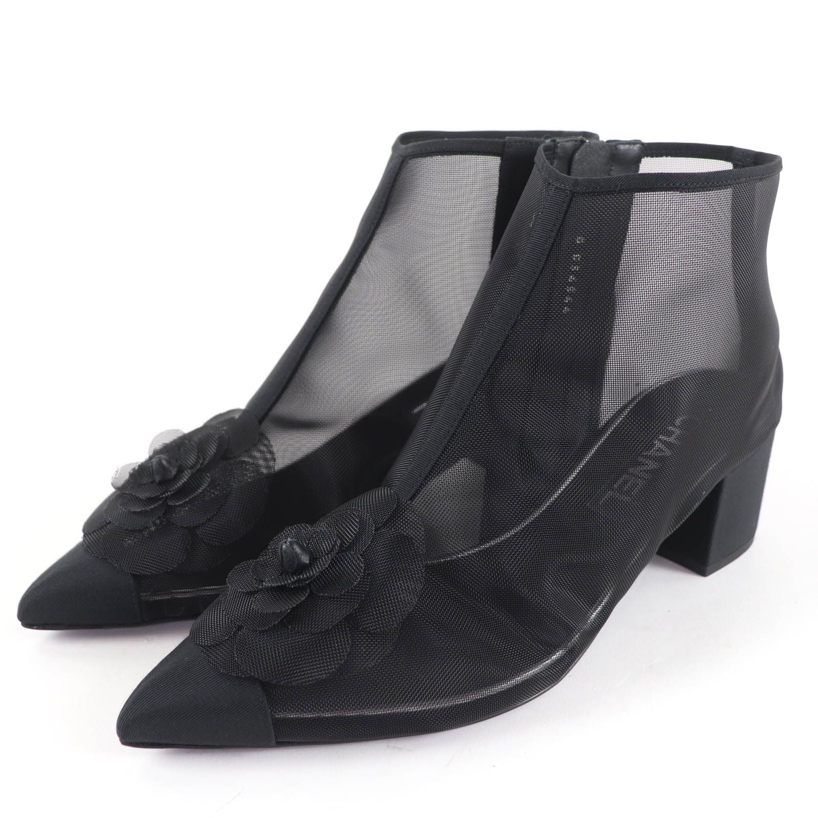 Chanel CC Logo Camellia Mesh Boot
