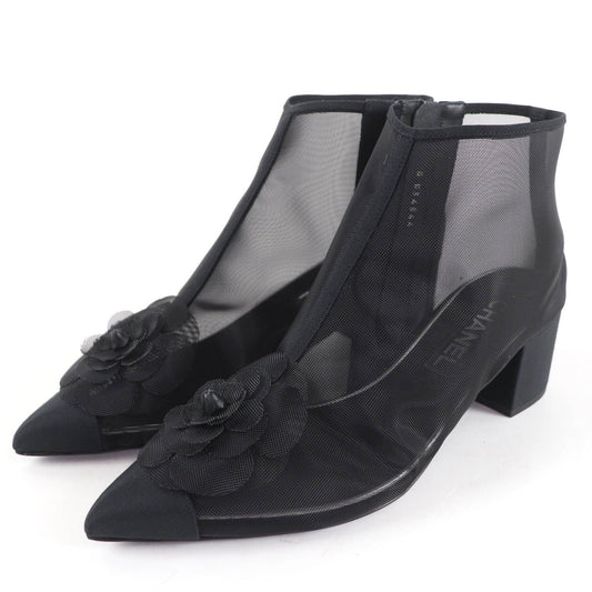 Chanel CC Logo Camellia Mesh Boot
