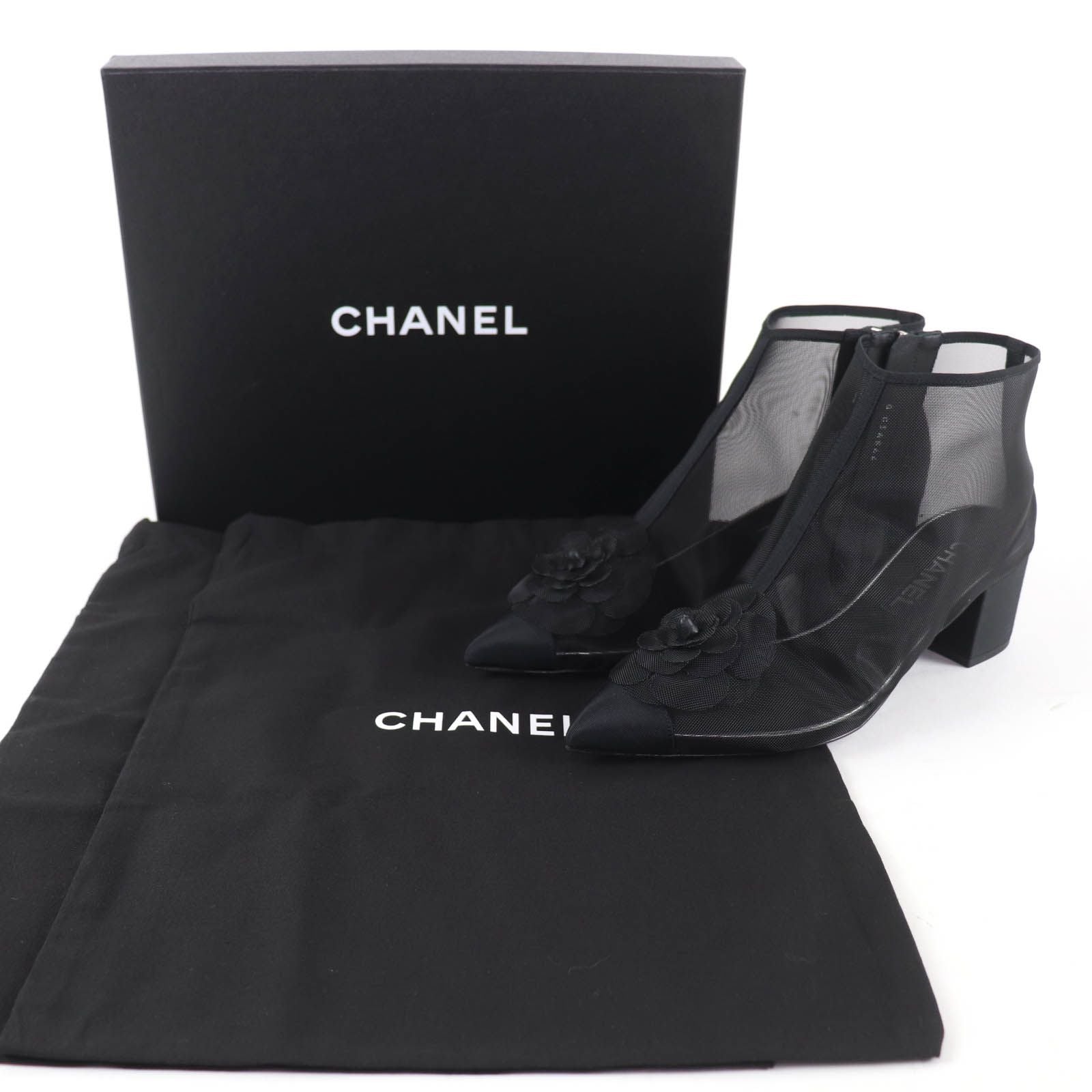 Chanel CC Logo Camellia Mesh Boot — view 2