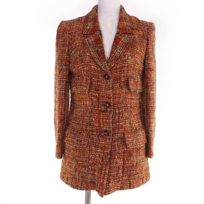 Chanel Vintage Wool Coco Button Tweed Jacket Orange 36