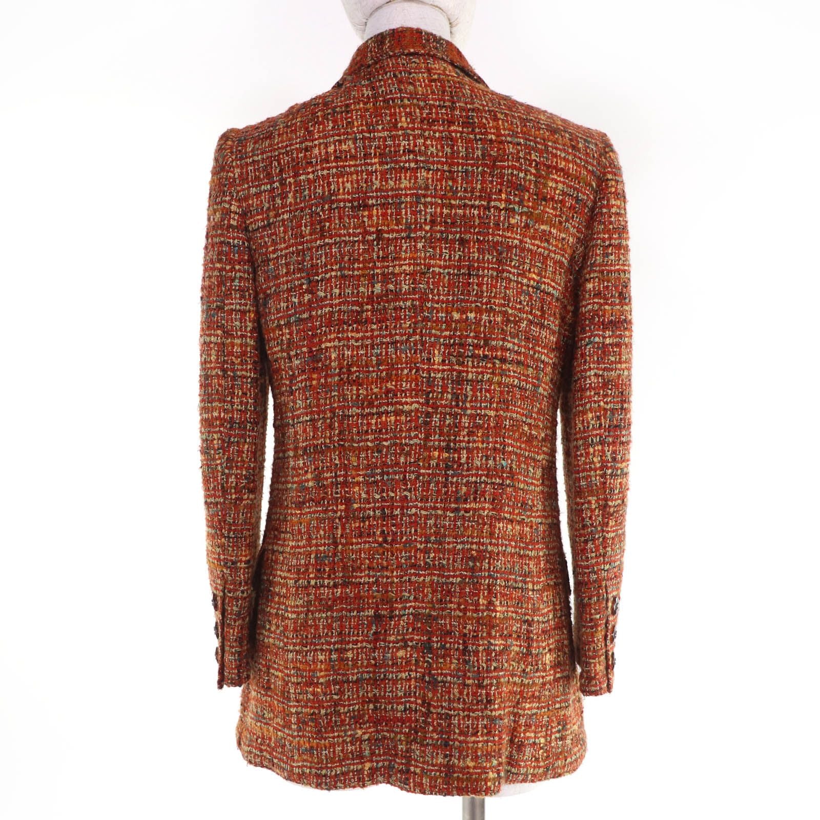 Chanel Vintage Wool Coco Button Tweed Jacket Orange 36 — view 3