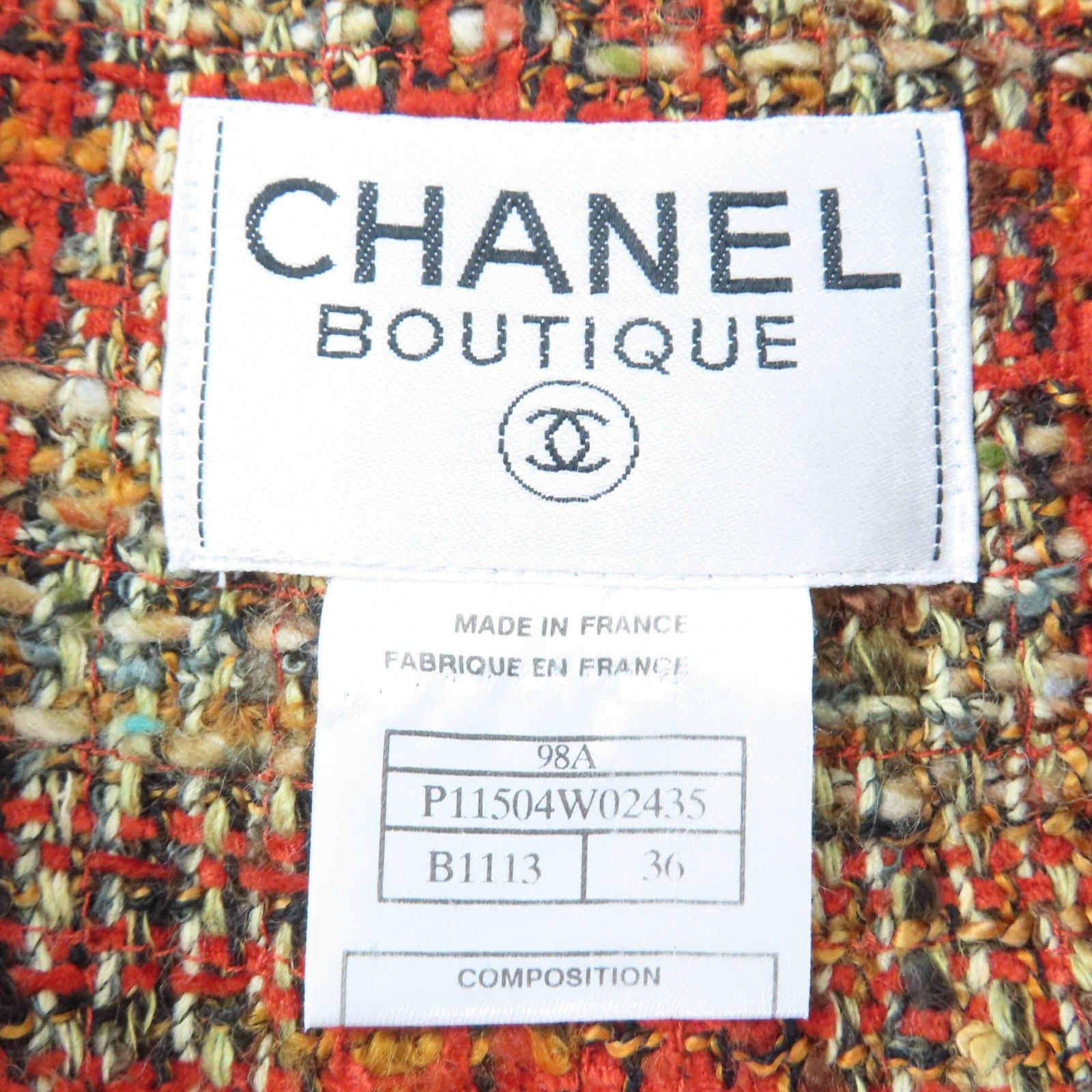 Chanel Vintage Wool Coco Button Tweed Jacket Orange 36 — view 7