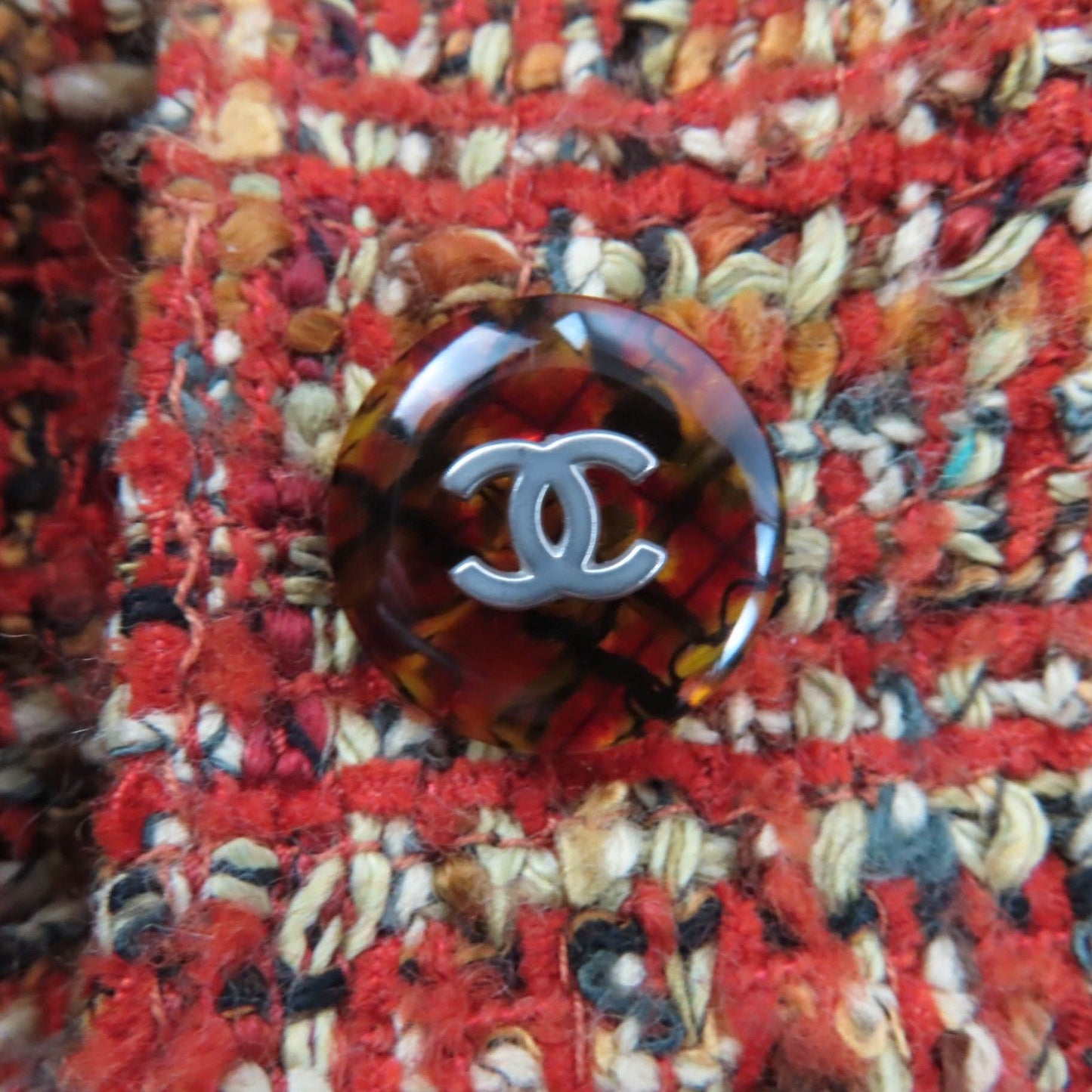 Chanel Vintage Wool Coco Button Tweed Jacket Orange 36 — view 6