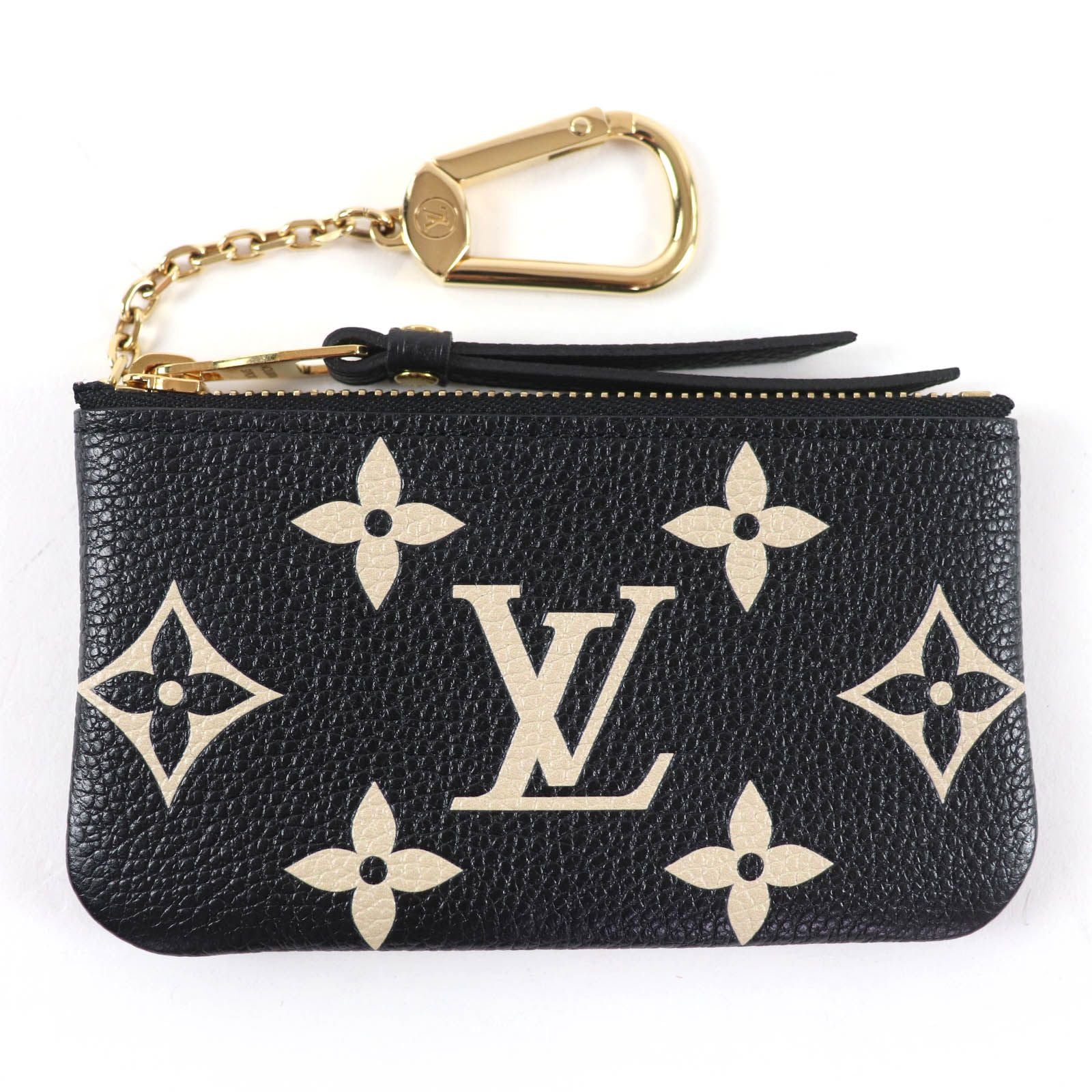 Louis Vuitton Card & Key Case Pochette Cles Monogram Empreinte Coin Black Beige