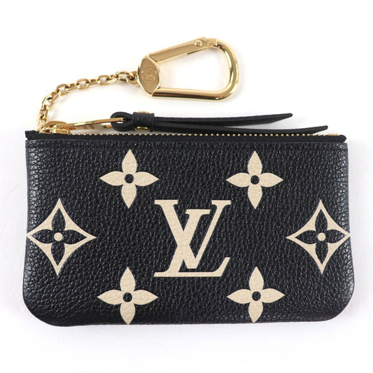 Louis Vuitton Card & Key Case Pochette Cles Monogram Empreinte Coin Black Beige