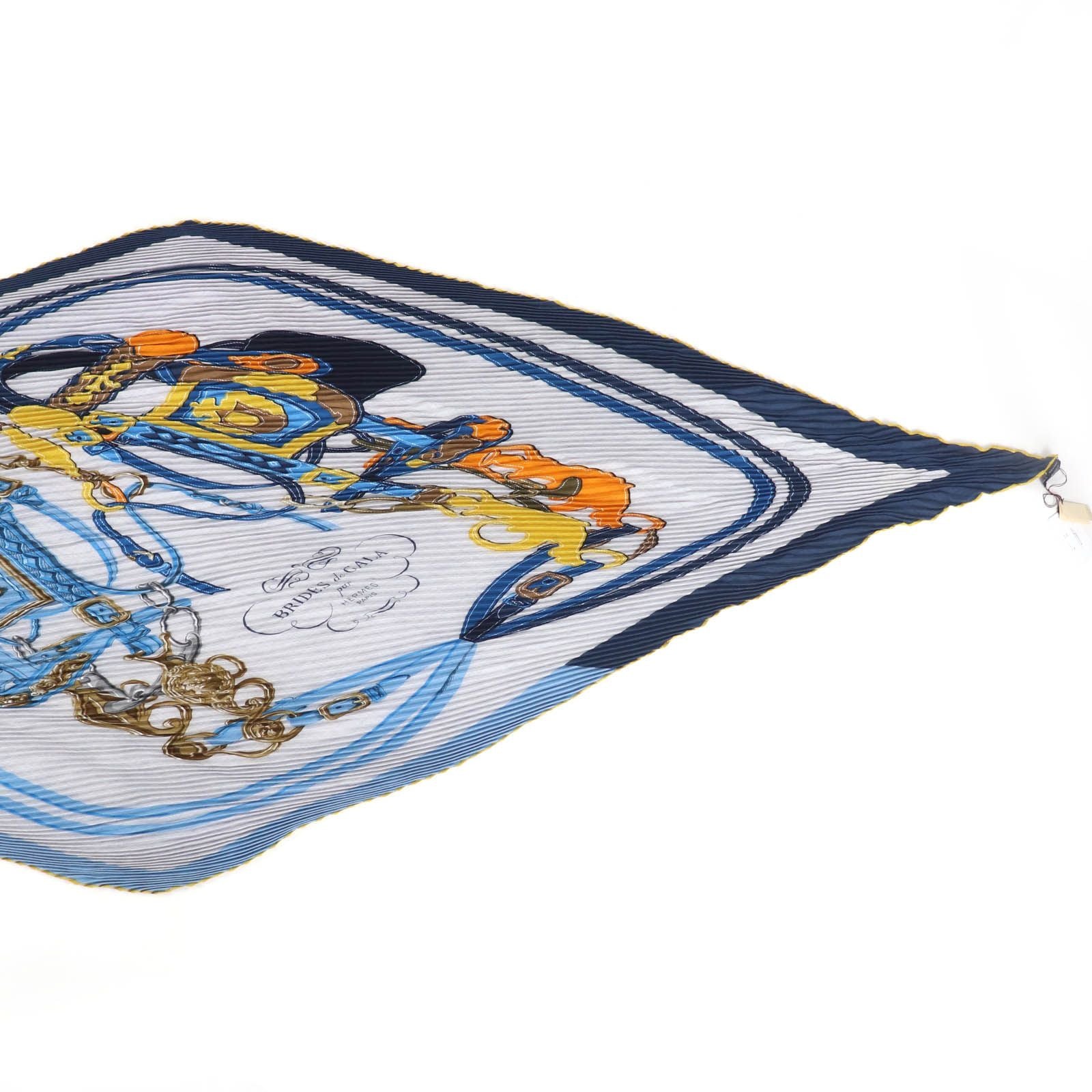 Hermes Carre Geant Pleats Brides de Gala Ceremonial Bridle Cashmere Silk Scarf — view 8