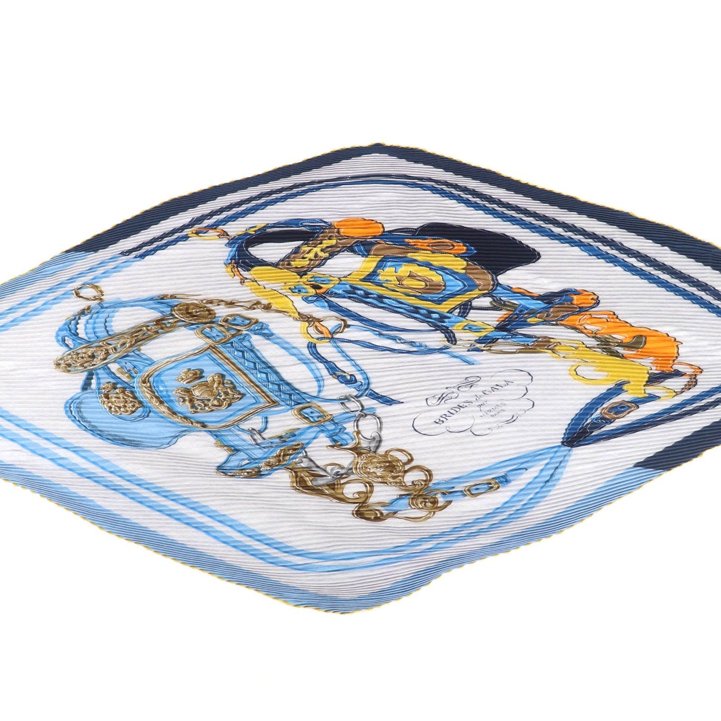 Hermes Carre Geant Pleats Brides de Gala Ceremonial Bridle Cashmere Silk Scarf — view 6