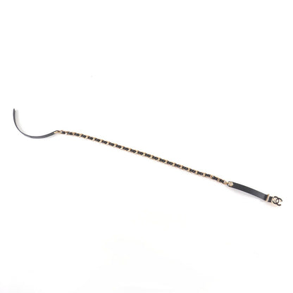 Chanel CC Logo Chain Leather Belt Black Gold 75 — view 6
