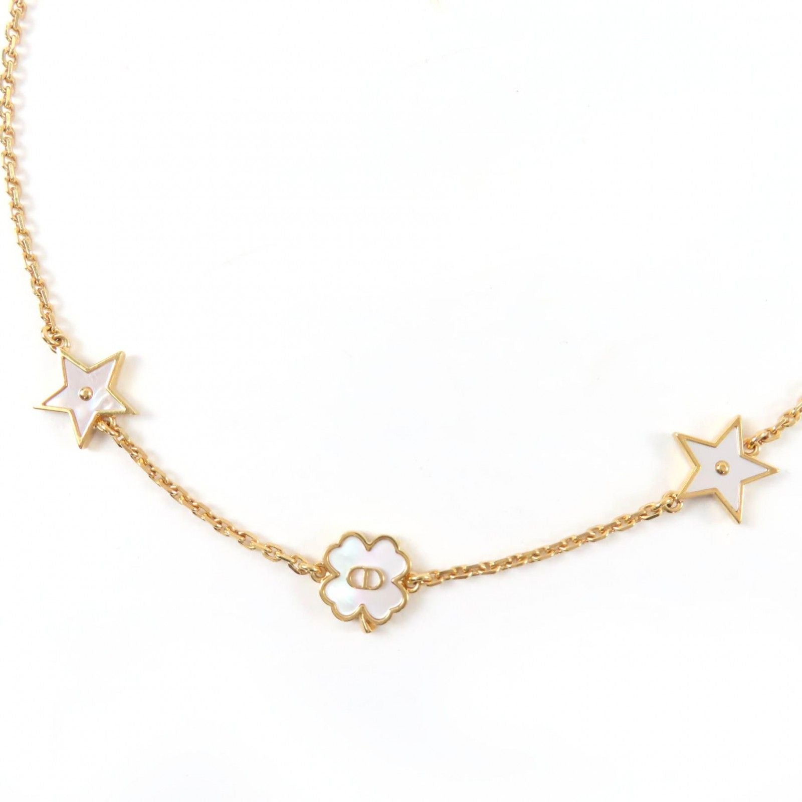 Dior Destiny Mother of Pearl Star Clover Necklace Gold