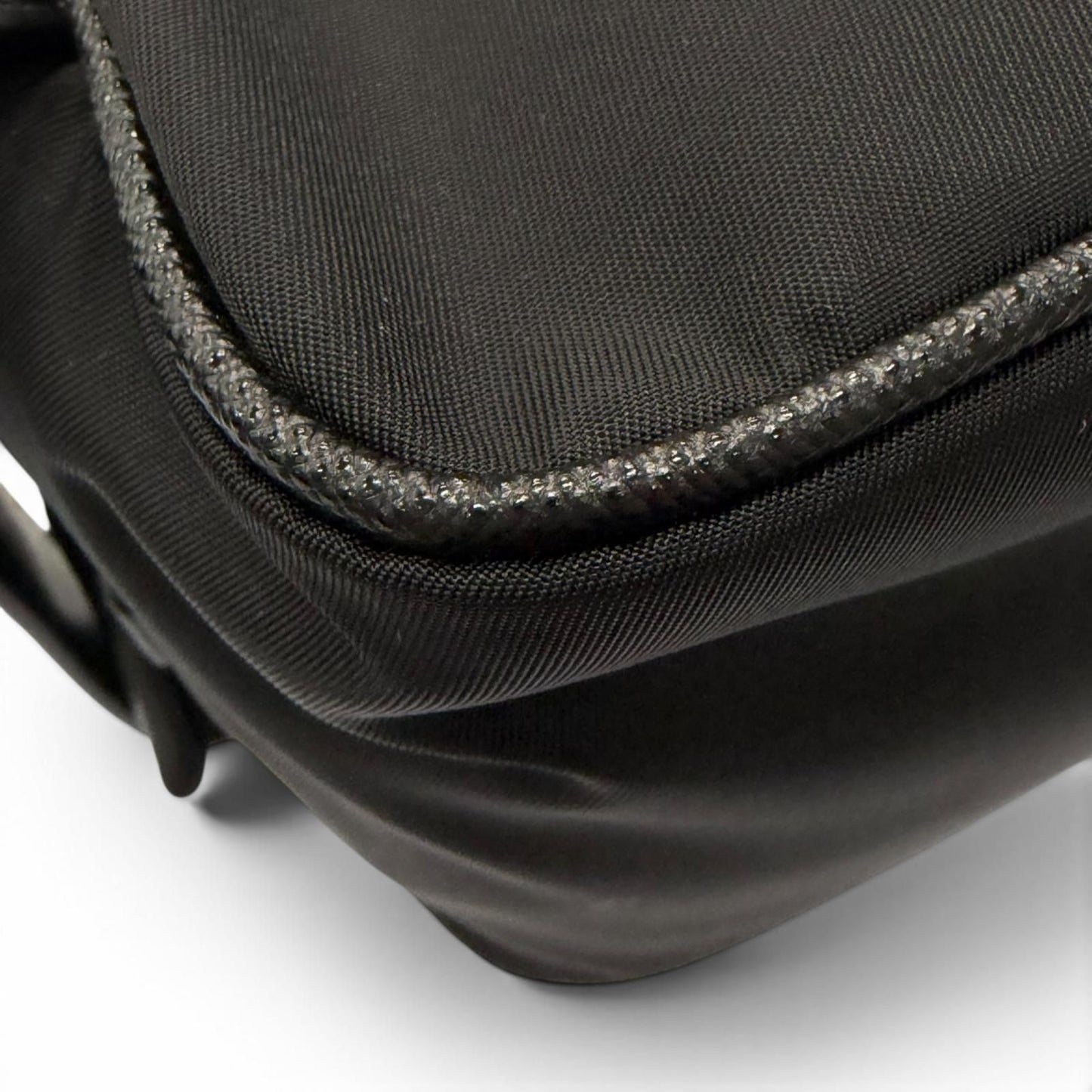 Prada Nylon Saffiano Leather Re-Nylon Triangle Logo Plate Pouch Handbag Clutch — view 5