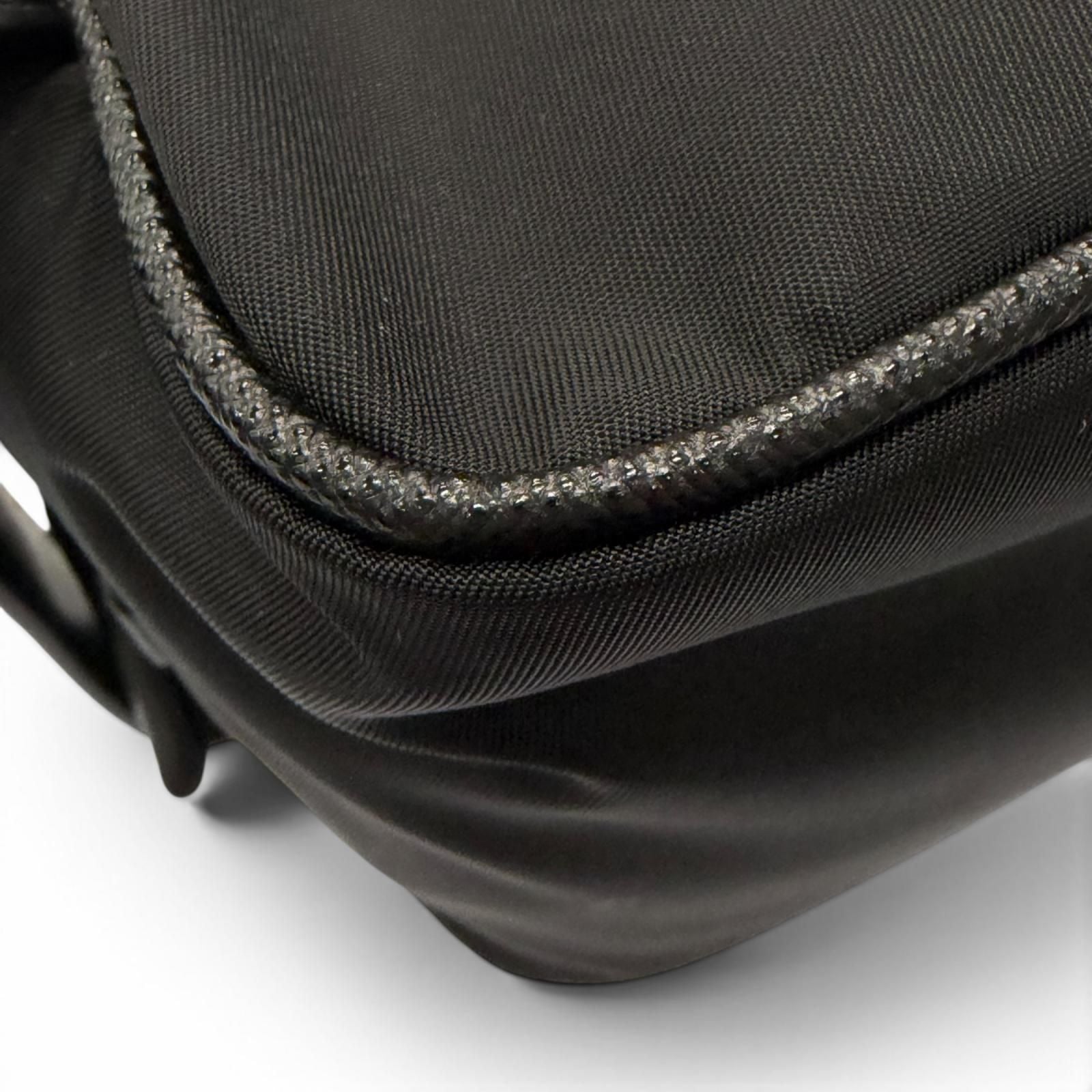 Prada Nylon Saffiano Leather Re-Nylon Triangle Logo Plate Pouch Handbag Clutch — view 5