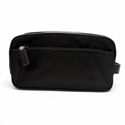 Prada Nylon Saffiano Leather Re-Nylon Triangle Logo Plate Pouch Handbag Clutch — view 3