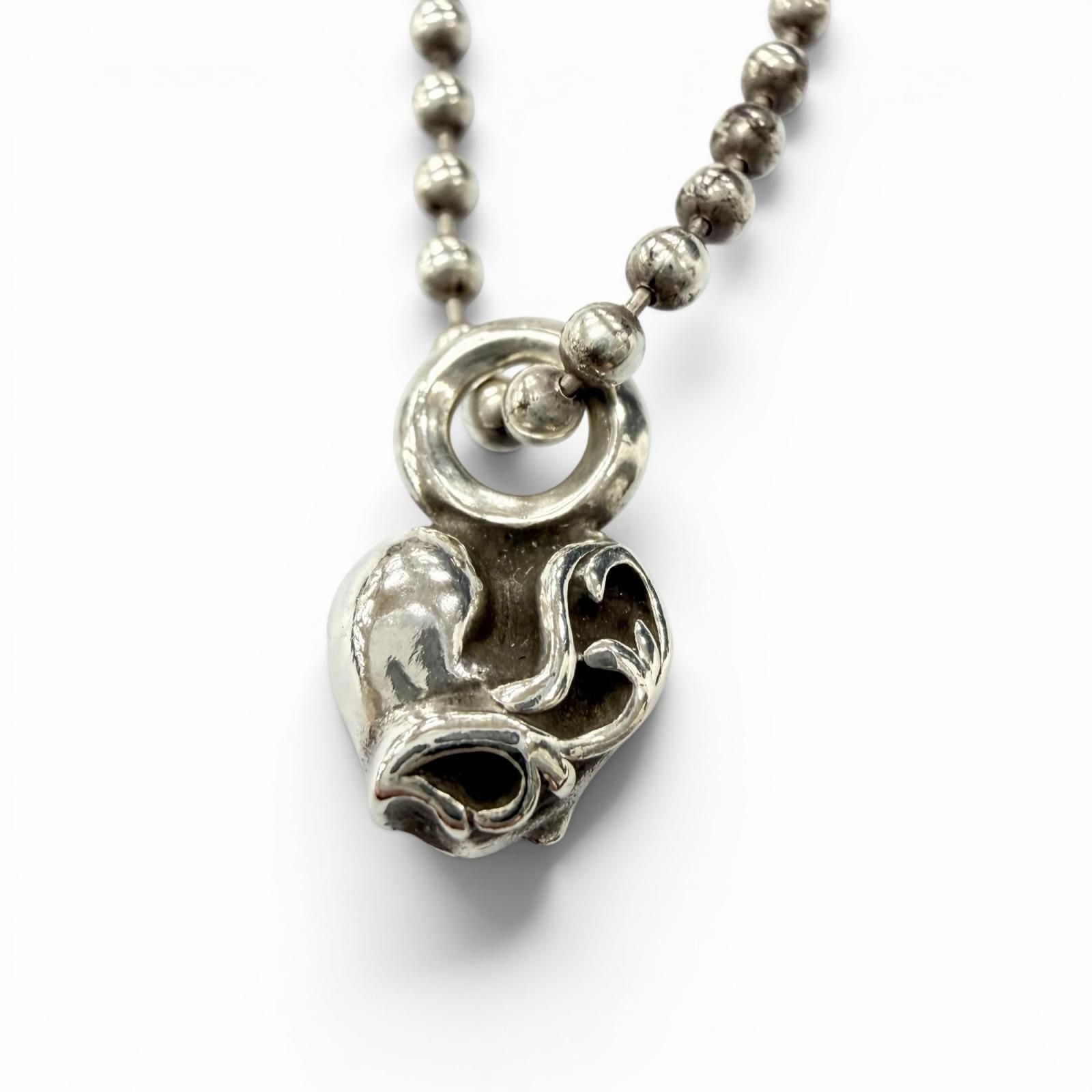 Chrome Hearts 925 Heart Stack Ball Chain Necklace Silver — view 3