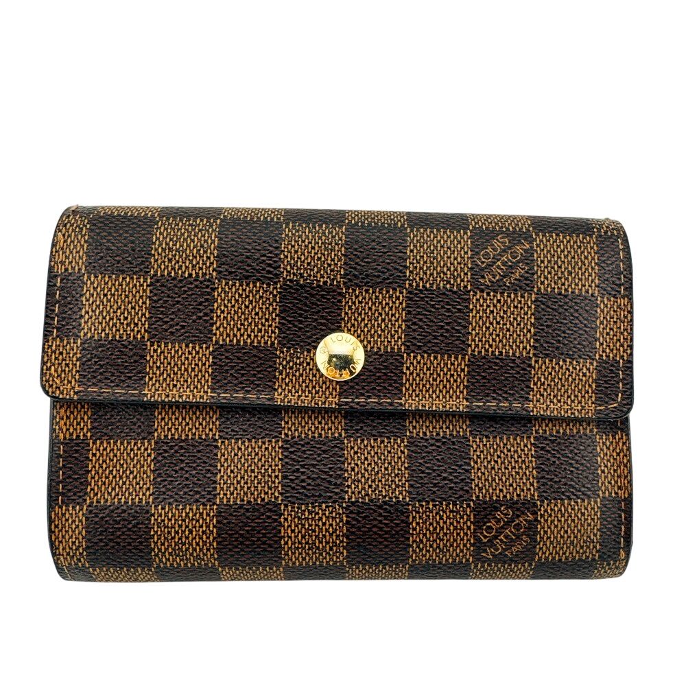 Louis Vuitton Portefeuille Alexandra Damier Leather Trifold Wallet Brown