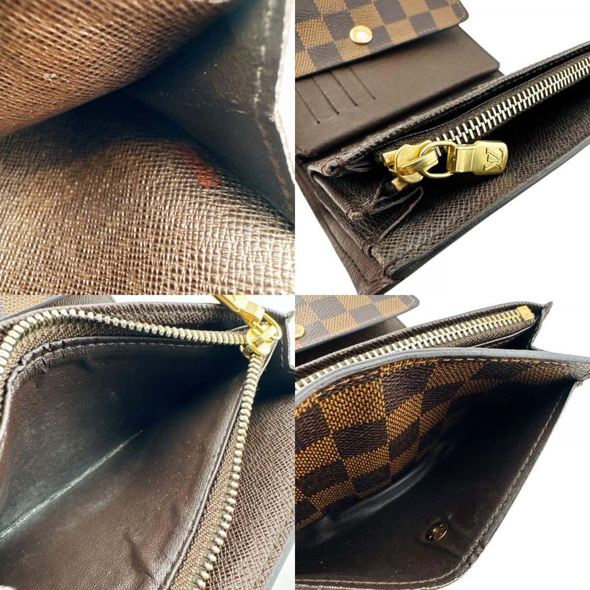 Louis Vuitton Portefeuille Alexandra Damier Leather Trifold Wallet Brown — view 8