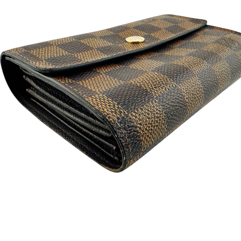 Louis Vuitton Portefeuille Alexandra Damier Leather Trifold Wallet Brown — view 3