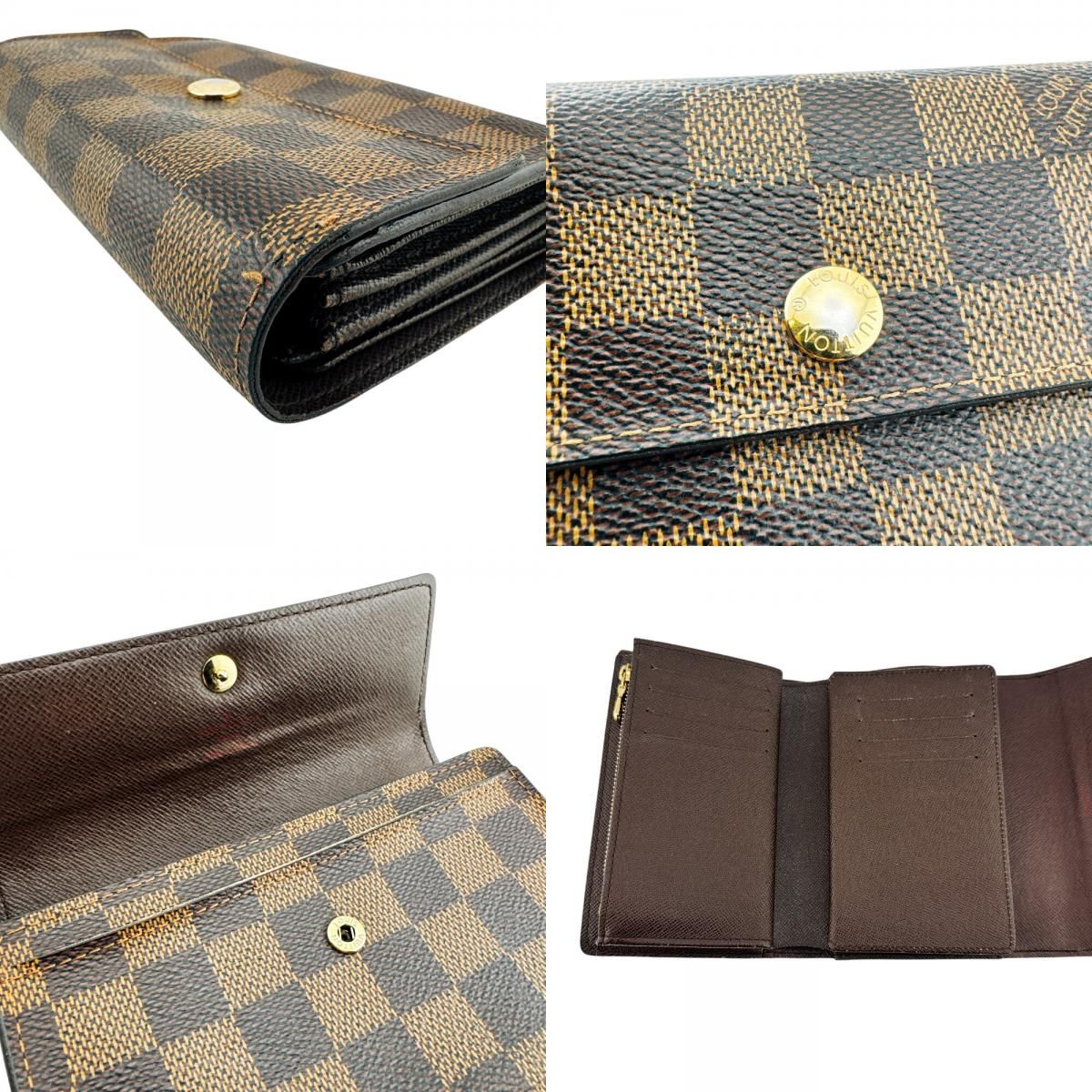Louis Vuitton Portefeuille Alexandra Damier Leather Trifold Wallet Brown — view 6