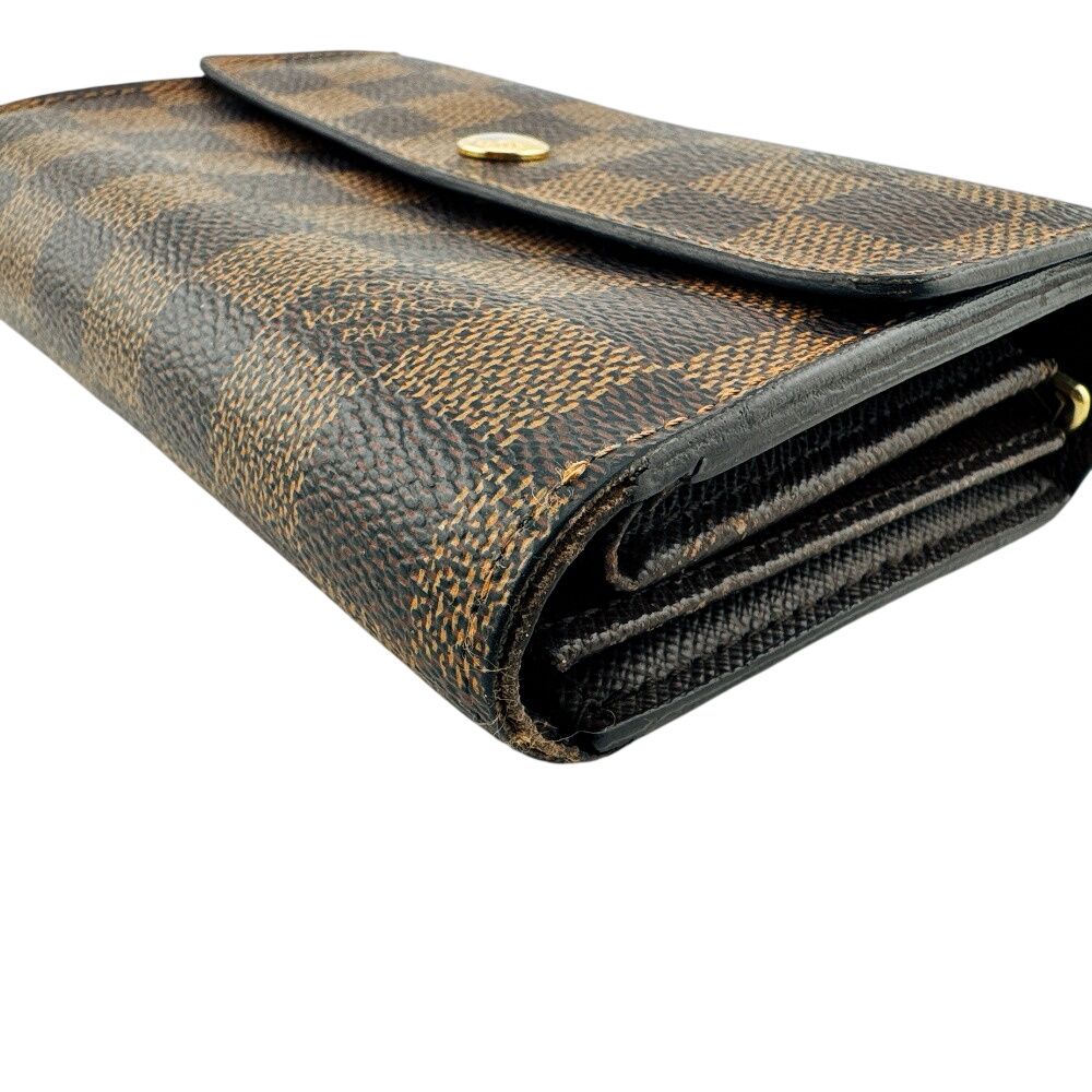 Louis Vuitton Portefeuille Alexandra Damier Leather Trifold Wallet Brown — view 4