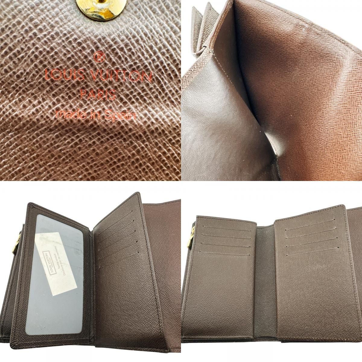 Louis Vuitton Portefeuille Alexandra Damier Leather Trifold Wallet Brown — view 7