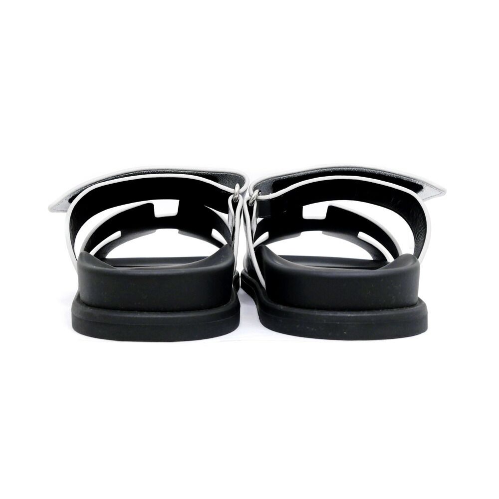 Hermes Sandals Chypre 37 Gray Argent Silver Black Shoes — view 5
