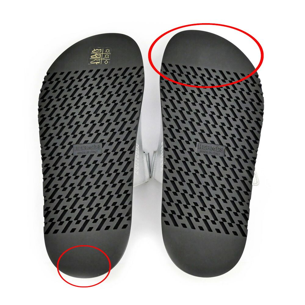 Hermes Sandals Chypre 37 Gray Argent Silver Black Shoes — view 8