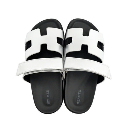 Hermes Sandals Chypre 37 Gray Argent Silver Black Shoes — view 6