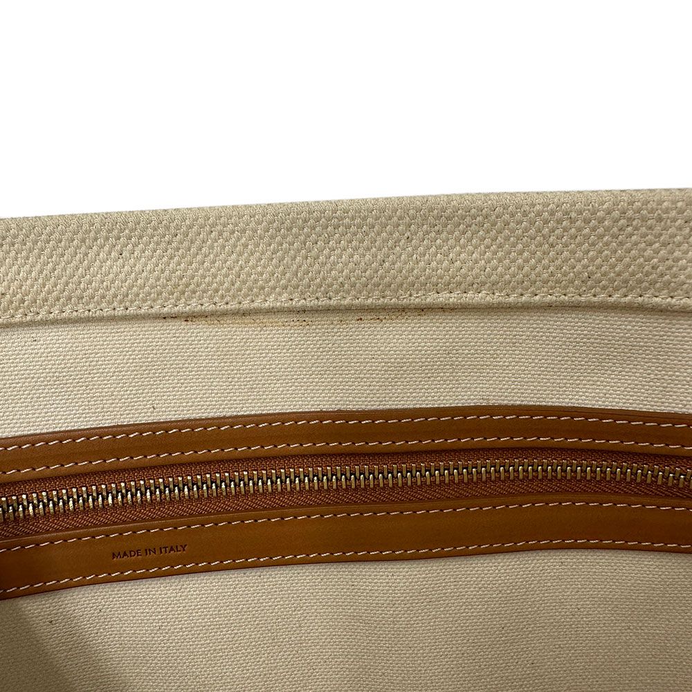 Celine Tote Canvas Horizontal Cover White Brown Large — view 8