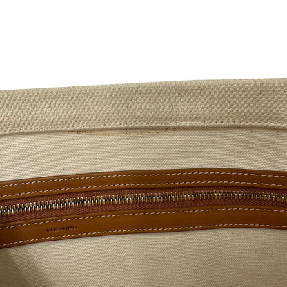 Celine Tote Canvas Horizontal Cover White Brown Large — view 8